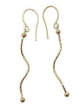 14K Yellow Gold Textured Swirl Drop Earrings #25727